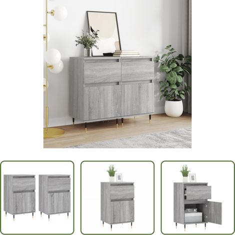 vidaXL Beistelltisch - Sideboards 2 Stk. Grau Sonoma 40x35x70 cm Holzwerkstoff (1/5)