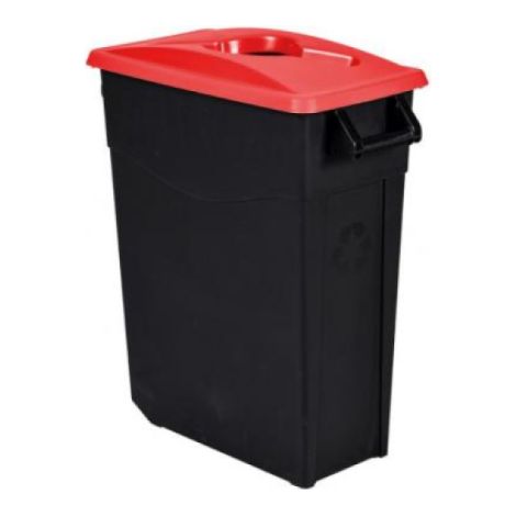 Poubelle de tri mobile Movatri - 65l - noir / rouge (1/2)