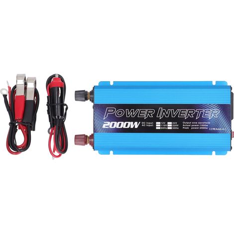 Convertisseur de puissance 2000W universel en alliage d'aluminium, onde sinusoïdale modifiée, faible bruit, pour recharge multiprise solaire et voiture (1/5)