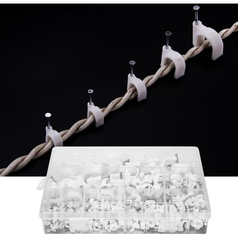 310 Kabelclips, hochwertige runde weiße Wandclips für Kabel, Montagematerial inklusive. (1/5)
