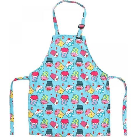 Children's Canvas Apron with Cartoon Pattern, Adjustable Shoulder Strap, Kids Apron for Cooking, Baking and Painting (1/5)