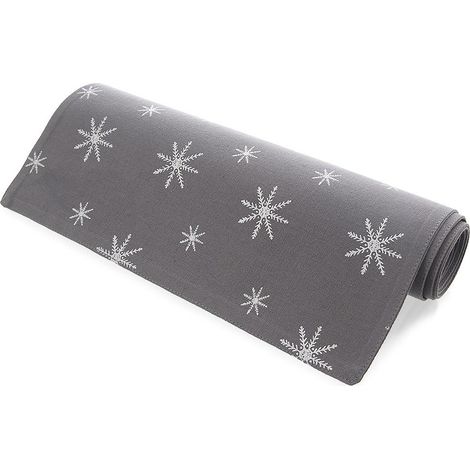 Cotton table runner grey petal 130x32 cm