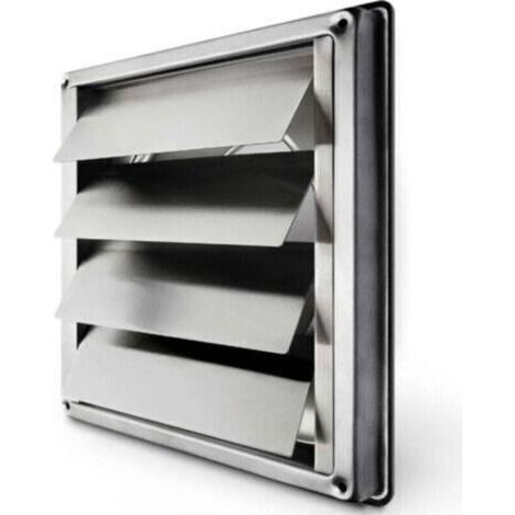 150mm stainless steel ventilation grille – Non-return valve with movable slats – Weather resistant – Dimensions 184x184mm (1/4)