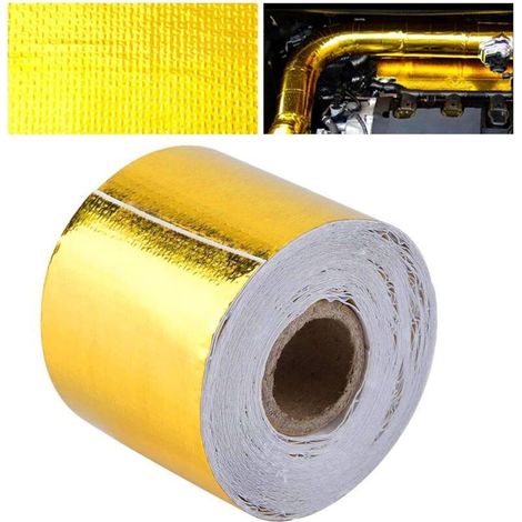 Bouclier Thermique adhésif,Protection Thermique doré - Ruban Auto-adhésif résistant à la Chaleur pour Tuyau et Utilisation Automatique, Ruban Isolant (1/5)