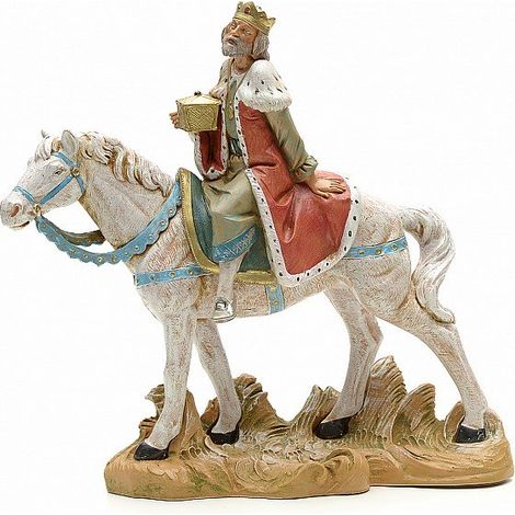 RE MAGIO MELCHIORRE A CAVALLO 19CM STATUETTA IN RESINA (F43) (1/3)