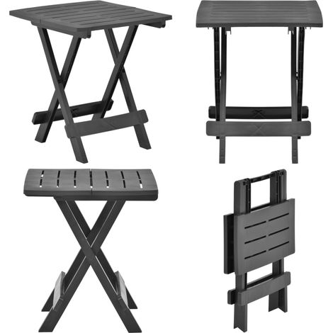 Table pliable de jardin anthracite 45x43x50 cm plastique - Table De Jardin Pliante - Table De Bistro - Table En Plastique - Mobilier De Jardin - Décoration Extérieur - Home & Living