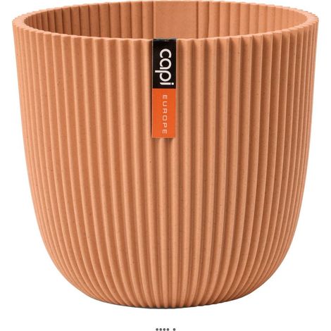 Pot boule Groove en matières recyclées H 12cm Pêche - couleur: Rose saumon