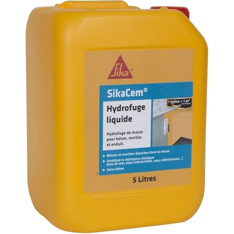 Sika – Hydrofuge de masse pour béton et mortier – Imperméabilisant 5L – Augmente les résistances chimiques – Garanti sans chlore