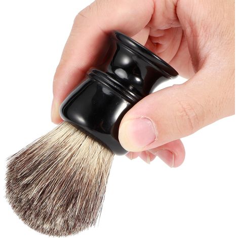 Pinceau de rasage en poils de blaireau résine, pinceau de rasage portable, produit une mousse riche. (1/5)