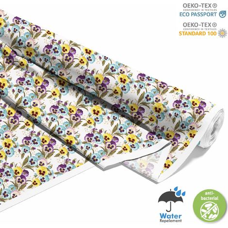 TESSUTI DECORATIVI PER ESTERNI OXFORD - Motivo viole del pensiero multicolori I DX450 (1/5)