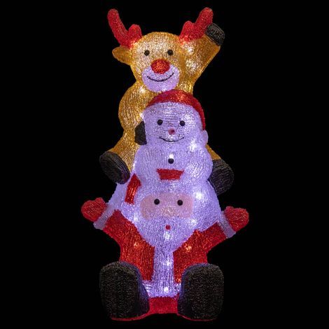 Fééric Lights And Christmas – Déco lumineuse de Noël 3 formes 60 LED blanc froid H 58 cm – Acrylique résistant aux intempéries – Transformateur inclus 4,5V (1/4)