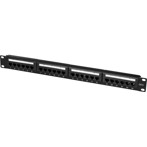 Prises encastrables Ethernet 24 ports - RJ45 cat.6 - noir (1/5)
