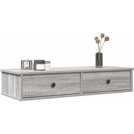 Wandregal mit Schubladen Grau Sonoma 100x37,5x19 cm