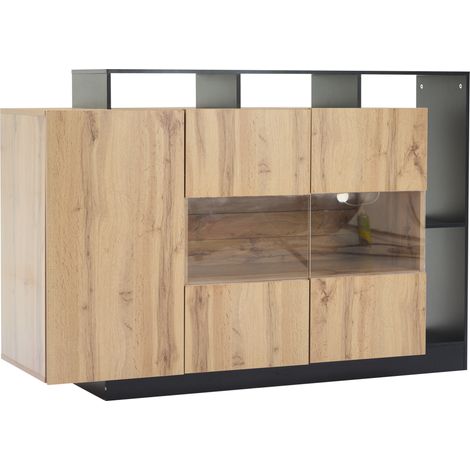 Aparador moderno LED en MDF efecto madera con control Bluetooth MODENUIT (1/5)
