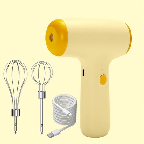 Kabelloser elektrischer Mixer, Handmixer, selbstgemachter Sahnekännchen mit 2 Schneebesen, beige (1/4)