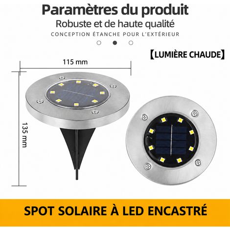 Spot Solaire Encastrable Extérieur Acier Inoxydable 8 LED Lumière Chaude 1,2 V 8 réf 5962 12,5 × 12,5 × 12,5 cm 538 g – Livraison gratuite