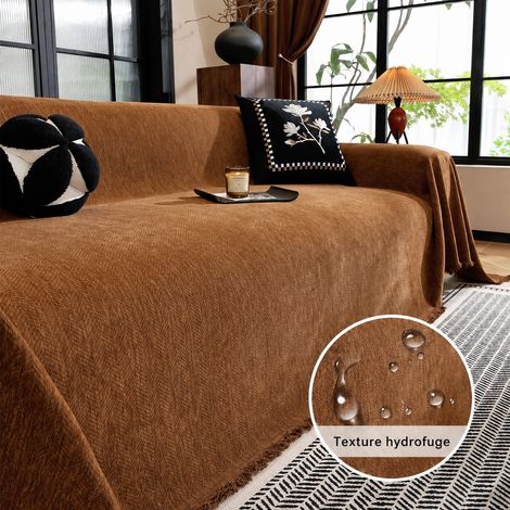 Jeté de canapé chenille imperméable chevrons café 180x380cm grand 3 places 180 380cm réf 5939 30 × 30 × 8 cm 1,75 kg – Livraison gratuite