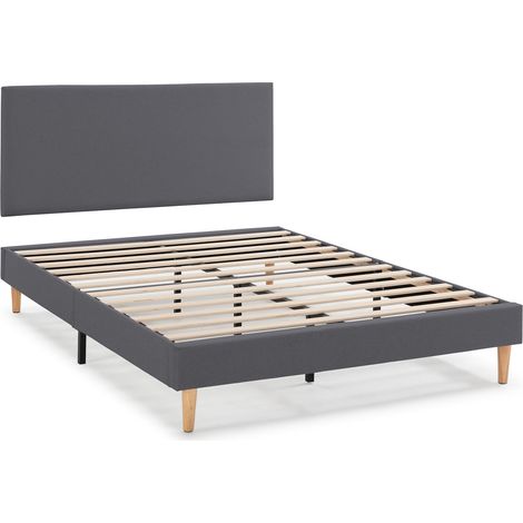 Cabecero + Base tapizada Aura 160x200 cm color Gris Oscuro, 30 cm altura