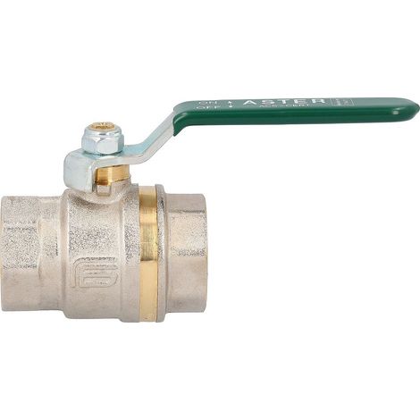 Effebi Kugelhahn ASTER Stahlhebel, DN 32 1 1/4" IG/IG, Messing, vernickelt (1/2)