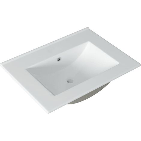 Saniclass Vygo Meuble lavabo - 61x2x46cm - trop-plein - 1 vasque - 0 trous de robinet - céramique - blanc (1/2)