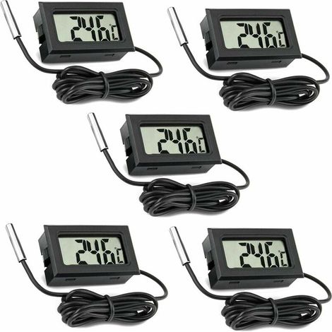 5 confezioni termometro digitale LCD con sonda esterna per auto, frigorifero, congelatore, acquario