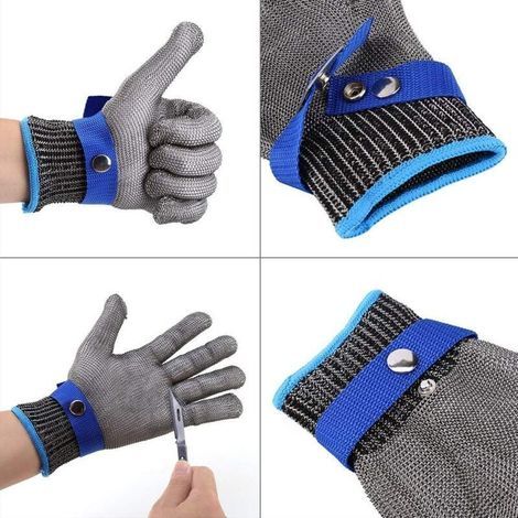 Gants Résistants Aux Coupures En Acier Inoxydable Gant De Travail De Sécurité Niveau 5 Protection (S) (1/3)