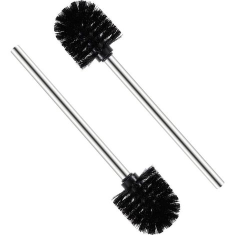Brush Pour WC - Poignée En Métal Galvanisé - Tête De Brosse 8 x 10 cm - Hauteur Totale 36,5 cm - Noir - Lot De 2 (1/5)
