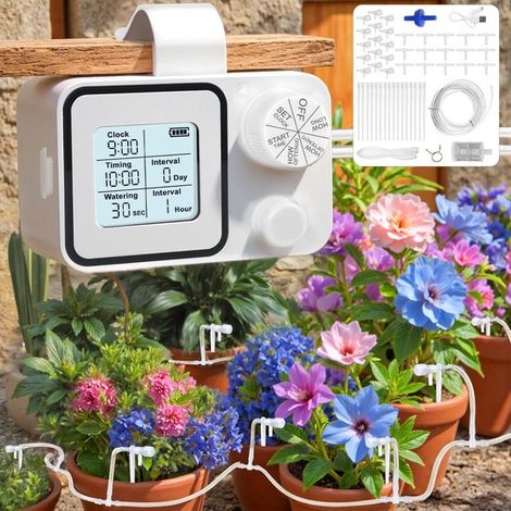 Filiyano-Arroseur automatique pour plantes - Contrôle de l'irrigation goutte à goutte - Minuterie programmable - Système d'irrigation autonome (1/5)