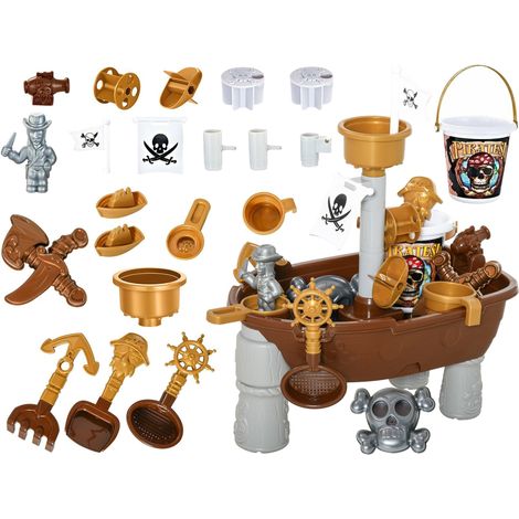 Set nave pirata per sabbia e acqua, sabbiera, tavolo da gioco con acqua, paletta, rastrello (1/5)