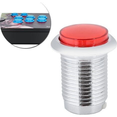 Bouton de remplacement rond plaqué de 32 mm pour machine de jeu avec lumière (rouge) (1/5)