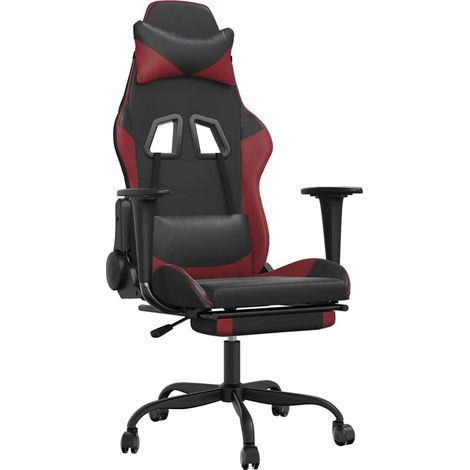 Maison Exclusive - Sedia da Gaming con Poggiapiedi Nero e Rosso Vino in Similpelle (1/5)