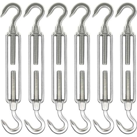 Lot de 6 tendeurs à œillet en acier inoxydable M6, accessoires pour auvent, tendeurs de câble robustes, antirouille, tendeurs à entraxe fixe (1/4)