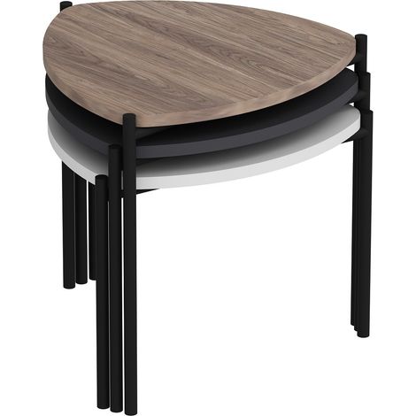 Set aus 3 ausziehbaren Couchtischen aus Holz "Lenny" - 45 x 45 x 45 cm - Mehrfarbig
