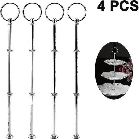 Ensemble de 4 accessoires pour présentoir à gâteaux à 3 étages, plateau à étages argenté (1/3)
