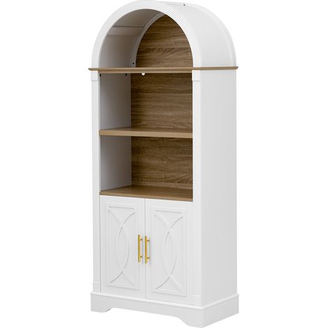 Hoher weißer Schrank mit verstellbaren Böden und LED-Beleuchtung, 76,2 x 40,1 x 180 cm (1/5)