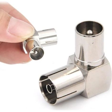 Fiche d'adaptateur à angle droit RF à prise pour câbles d'antenne coaxiaux TV entièrement en métal LLY80825104