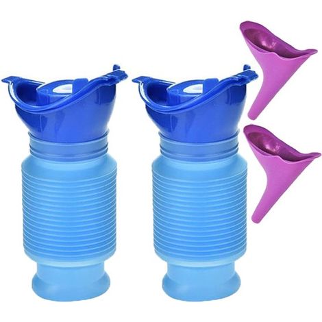 Urinbeutel-Urinal, Unisex, Notfall-Toilettenset, wiederverwendbar, 750 ml, mit Trichter, für Camping und Fahrzeug, 2er-Set (1/4)
