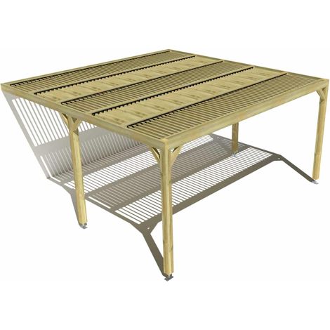 Pergola bois • 5m x 5m • adossée • sens largeur • lames orientables bioclimatiques incluses • livraison comprise (1/3)