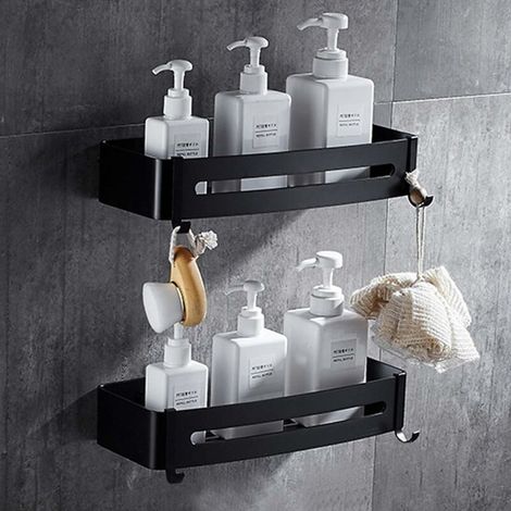 2pcs sans perçage support de chariot de douche, montage mural sans désordre salle de bain cuisine douche en aluminium adhésif mural chariot de douche organisateur de shampoing (1/5)