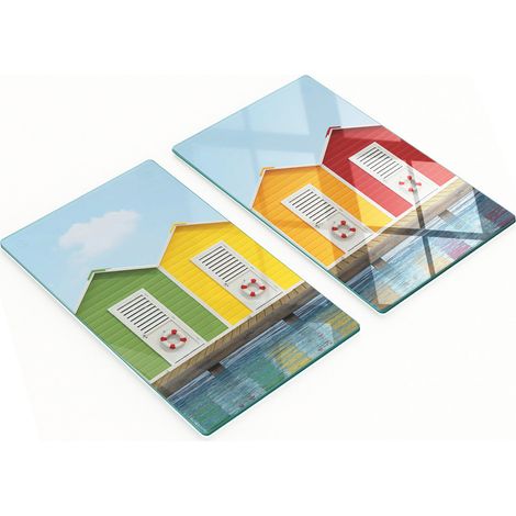 Taglieri da cucina in vetro con grafica "Casa sulla spiaggia" 2x30x52 cm (1/5)