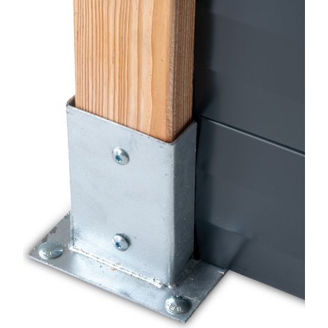 Yousteel – Embase galvanisée à visser pour poteau bois 88x88 mm – Acier galvanisé haute performance – Fixation rapide – Compatible gamme FAREL (1/2)