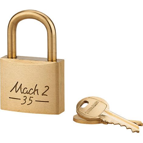 Cadenas à clé Mach 2, 35mm, anse laiton, 2 clés - (1/2)