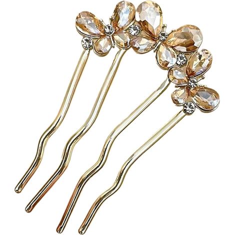 Fermaglio per capelli French Twist - Fermaglio per capelli a forma di U con cristalli e (1/5)