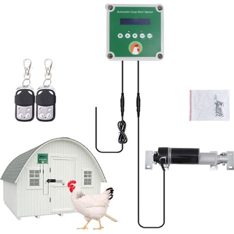 Ouvre-porte de poulailler programmable et photosensible à distance, contrôleur automatique de porte de cage à poules photosensible, ouvre-porte de cage à poules entièrement automatique 100-240 V, norm (1/5)