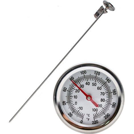 Thermomètre à compost, thermomètre portable à grand cadran de 5 cm en acier inoxydable avec tige de 50 cm pour sol, compost et jardin (1/4)