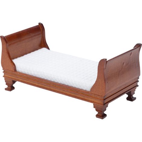 Lit de poupée miniature en bois 1:12, décoration maison de poupée, mobilier mini chambre, accessoire de maison de poupée, meuble miniature réaliste, lit mignon pour figurines. (1/4)