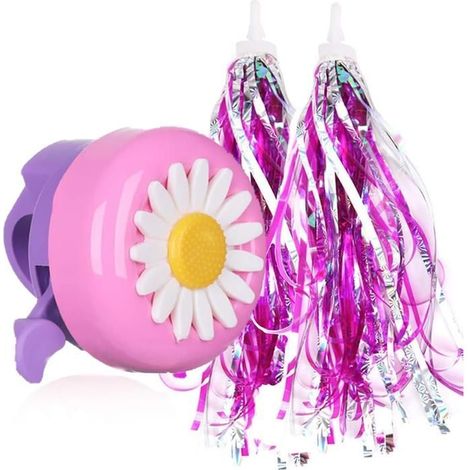 Sonnette et klaxon de vélo pour enfants avec 1 paire de pompons, accessoires de vélo pour garçons et filles,f (1/5)