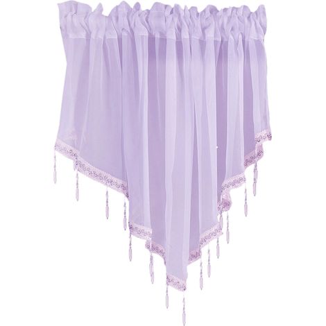 Rideau Voilant - Garniture À Perles Et Pompons - Fente Pour Tringle - 51 x 24 Pouces - Violet (1/4)