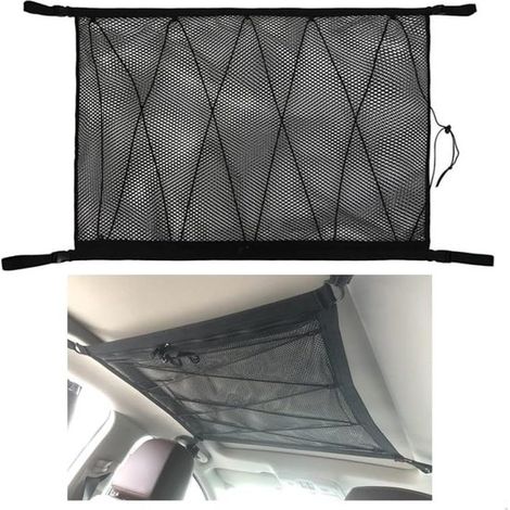 Red organizadora para maletero - Ideal para viajes y almacenamiento - Doble cremallera - 70 x 50 cm - Negra (1/5)