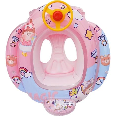 Bouée gonflable pour bébé, motif sirène, bateau avec volant et klaxon, siège enfant, bouée pour bébé, jouet gonflable d'été pour s'amuser dans l'eau en extérieur. (1/5)